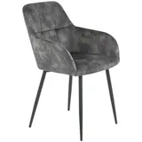 Livetastic Armlehnstuhl Maria, Anthrazit, Metall, Textil, konisch, 55x84x61 cm, gepolsterte Armlehnen, Esszimmer, Stühle, Esszimmerstühle, Armlehnenstühle