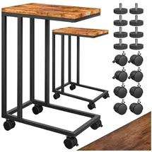 CASARIA Casaria® Beistelltisch mit Rollen 50x35x70cm C Form Holz Metall 40kg Belastbarkeit Wohnzimmer Schlafzimmer Sofatisch Kaffeetisch Nachttisch Schwarz