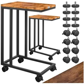 CASARIA Casaria® Beistelltisch mit Rollen 50x35x70cm C Form Holz Metall 40kg Belastbarkeit Wohnzimmer Schlafzimmer Sofatisch Kaffeetisch Nachttisch Schwarz