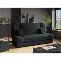 MIRJAN24 Schlafsofa Jonas Cord, mit Bettkasten und Schlaffunktion, mit zwei Kissen, Wellenfeder, 195x87x86 cm schwarz