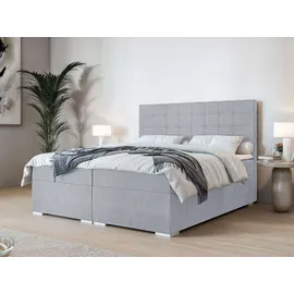Home Affaire Polsterbett HOME AFFAIRE "Semla mit Matratze und Topper, in 3 Breiten (140, 160 und 180 cm)", silber, B:182cm H:119cm L:209cm, 100% Polyester, Betten, Polsterbett, Boxspringbett mit Kopfteil, Bettkasten, Matratze (BFK/TFK) und Topper