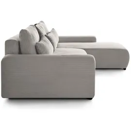 beautysofa | Ecksofa BENNY L mit Schlaffunktion und Bettkasten, Beige – Ottomane rechts – Modernes Polstersofa - Beige