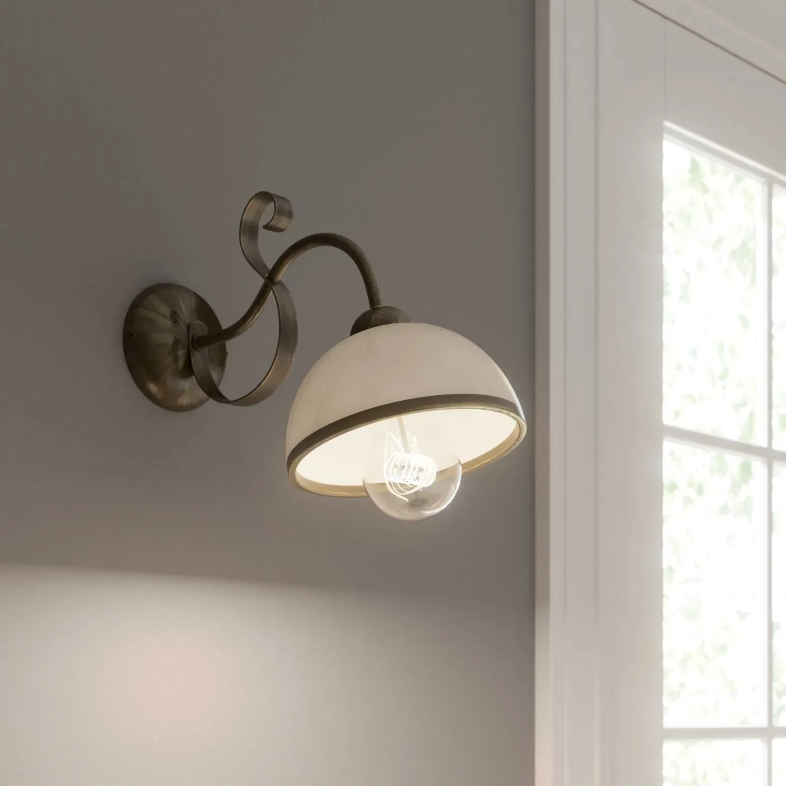 Wandlampe Antica Luminex, dimmbar, bronze / altmessing, für Wohn- / Esszimmer, Glas, Landhaus / Rustikal, Wandleuchte, Wandlampe Innen - 19 cm - 19 cm - 26 cm