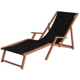 Erst-Holz Liegestuhl XXL extra schwere Ausführung Sonnenliege Holz Deckchair Massivholz Gartenmöbel V-10-500, Stofffarbe:schwarz