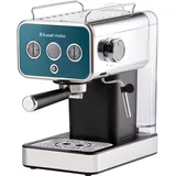 Russell Hobbs Espressomaschine [Siebträgermaschine] Distinction Edelstahl Ocean Blue (15 Bar, Einsatz 1&2 Tassen, ESE Pads, autom.Dosieren & man.Option, Dampfdüse f Heißwasser & Milchschaum) 26451-56