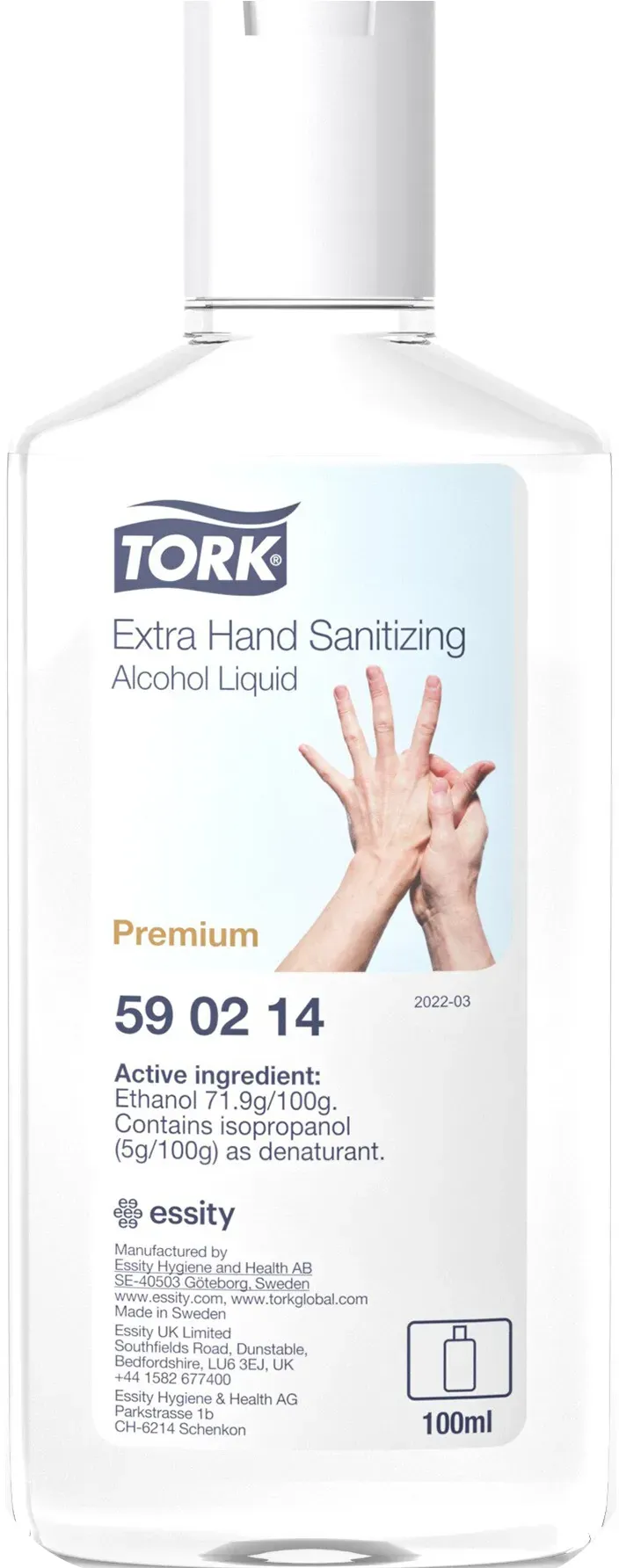 Tork 511215, 590214 Extra Desinfizierende Hand Alkohol Flüssigkeit 24 x 100 ml