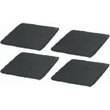 Novaliv 4x Schieferplatten I quadratisch I 10x10x0,5 cm I Sushi Servier Set Servierplatte schwarz Steinplatten Slate Plate Dessert Platte serving plate