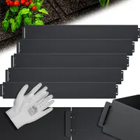 Gardebruk Rasenkante verzinkt Handschuhe Beeteinfassung Mähkante Palisade Metall, Beetbegrenzung Rasenbleche Schwarz, Länge 10m - Höhe 14cm - Gardebruk