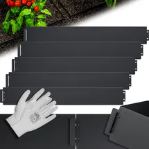 Gardebruk Rasenkante verzinkt Handschuhe Beeteinfassung Mähkante Palisade Metall, Beetbegrenzung Rasenbleche Schwarz, Länge 10m - Höhe 14cm - Gardebruk