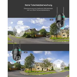 COOAU 5MP Überwachungskamera Aussen Schwarz