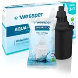 Wessper Alkalischer Wasserfilter Kartuschen 4 Stück, Wasserfilterkartusche AQUApro | Water Filter Cartridges zur Reduzierung von Chlor & Schwermetalle | Anheben des pH-Werts für Bis zu 300 L – Schwarz