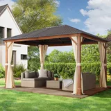 TOOLPORT Gartenpavillon 3 x 4 m inkl. 4 Seitenteile Champagner