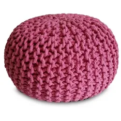 Amagohome Strickhocker XXL Pouf Ø55 H37cm Bodenkissen Sitzpouf Baumwolle nachhaltig : pink