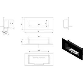 Kratki Wandkamin Bioethanol Delta 2 Edelstahl schwarz