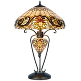 Clayre & Eef Schreibtischlampe TIFFANY TISCHLAMPE GELB GLAS DREIECK SCHREIBTISCHLAMPE TIFFANY