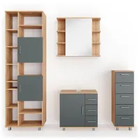 Vicco Badmöbel-Set Ilias Eiche/Anthrazit 4 Teile