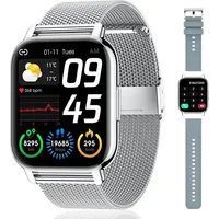 JUNG POPGlory Smartwatch Damen & Herren Fitnessuhr, mit Bluetooth Smartwatch (4,69 cm/1,85 Zoll) mit Telefon Funktion, 100+ Trainingsmodi