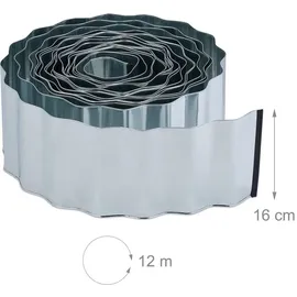 Relaxdays Rasenkante 1240 x 16 cm 12m Silber