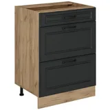 Vicco Unterschrank R-Line, Anthrazit Landhaus/Goldkraft Eiche, 60 cm mit Schubladen, o... grau Ø 60 cm x 60 cm x 81.6 cm x 46 cm