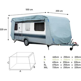 Greenyard Abdeckplane für Wohnwagen M 550 x 250 x 220 cm Grau