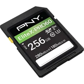 PNY EliteX-PRO60 Klasse 10 U3 V60 UHS-II SDXC Flash-Speicherkarte, EliteX-PRO 60, P-SD256V60280EXP6-GE