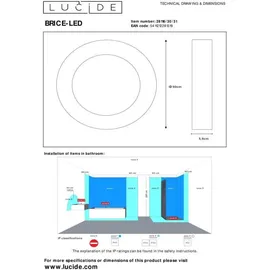 LUCIDE 28116/30/31 LED Deckenleuchte Brice 1x30W | 3000K | IP44 - Badezimmerleuchte, dimmbar