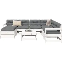 vidaXL Garten-Sofagarnitur 8-tlg. Loungeset weiß