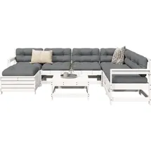 vidaXL Garten-Sofagarnitur 8-tlg. Loungeset weiß