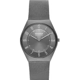 Skagen Herrenuhr Grenen Ultra Slim, ZweiZeiger Uhrwerk, 37mm Charcoal Recycled Edelstahl (Mindestens 50%) Gehäuse mit EdelstahlMeshArmband, SKW6824, Grau