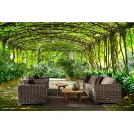 BIZZOTTO Rattansofa Fortaleza, Mangoholz und Rattan, skandinavischer 2 Sitzer, Natur, abziehbare Kissen