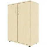 fm Büromöbel Flügeltürenschrank abschließbar für 3 Ordnerhöhen Breite 80 cm beige, 80x111.5x44.2 cm