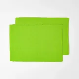 Homescapes 2er-Set grüne Tischsets Baumwolle gerippt, Platzsets rechteckig aus Stoff, waschbare Platzdeckchen