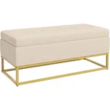 Homcom Sitzbank mit Stauraum Klappdeckel Samtoptik Stahlbeine Beige 110 x 44 x 49cm