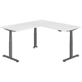 bümö Eckschreibtisch weiß, graphit Holzwerkstoff, Nachbildung, Rechteckig, 180x74x200 cm FSC Mix, Arbeitszimmer, Schreibtische, Eckschreibtische