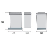 MB Bad & Küche eyckhaus Einbau-Abfallsammler Rechteckig 1x16 L + 2x7,5 L Grau - Grau