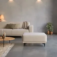 Tikamoon Fußhocker Lars mit ecrufarbenem Stoffbezug