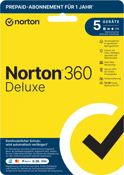Norton 360 Deluxe – 5 Geräte – 1 Jahr