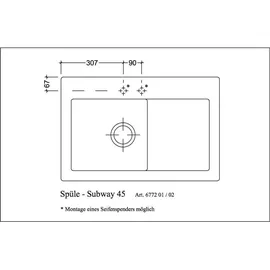 Villeroy & Boch Subway 45 links crema + Excenterbetätigung