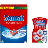 SOMAT Tabs 172 AW Classic Power, Geschirrspül Tabs mit Fettlösekraft für kraftvolle Reinigung, für strahlend sauberes Geschirr + Somat Duo Power Experten 3 AW Maschinenreiniger 57g