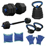 Hanteln Verstellbar 4-in-1 10/20/30/40KG – Umweltfreundliches Set als Langhantel, Kettlebell, Liegestützgriffe – Für Heimtraining Männer & Frauen (30, Kilogramm)