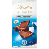 Lindt Schokolade Vollmilch ohne Zuckerzusatz | 100 g Tafel | Feinste und ohne Gluten | Schokoladengeschenk