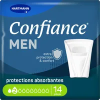 Confiance Men – Kleine absorbierende anatomische Protektoren für Männer – Diskret – Absorptionsgrad = 2 Tropfen (mittlere Blasenschwäche) – pH-hautneutral – 14 Einheiten