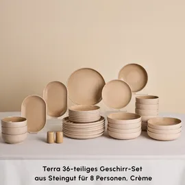 KARACA Terra Geschirrset 36-tlg. 8 Personen Creme