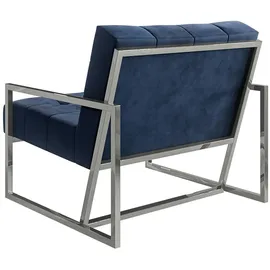 s-style möbel Loungesessel Tampa Samtstoff 84 x 81 x 89 cm Blau/Silber