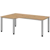 Bümö Schreibtisch Wildeiche, Nachbildung,Eiche, L-Form, 200x74x120 cm, FSC Mix,