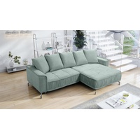 Fun Möbel Ecksofa Schlafsofa Sofa FLORENCE Stoff Bubble Pistazie Ottomane Rechts - Grün