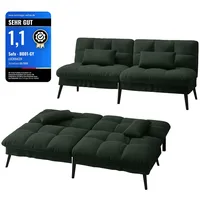 LUCKRACER Sofa 3 Sitzer Sofa Schlafsofa mit Schlaffunktion, überzug Futon Klappsofa, Bettcouch, ecksofa, Couch, 5 Verstellbare Winkel, Ideal für Wohnungen Wohnzimmer aus Stoff Grün