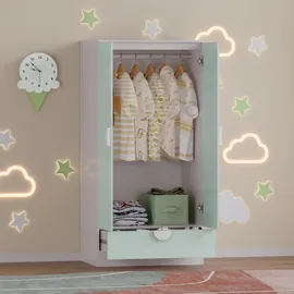 [en.casa] Kinderkleiderschrank Sandnes 123 x 60 x 40 cm Holz mintgrün