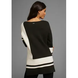 LAURA SCOTT Longpullover mit geometrischem Jacquardmuster Gr. 36, schwarz-gemustert, , 68165127-36