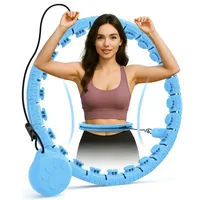 JLoibao Smart Hoop Reifen Erwachsene mit Gewicht Kugel, 24 Knoten Umfang (77-132cm) Abgebauter Fitnessreifenl, Hullahub Reifen Zum Abnehmen für Erwachsene und Anfänger (Blau)